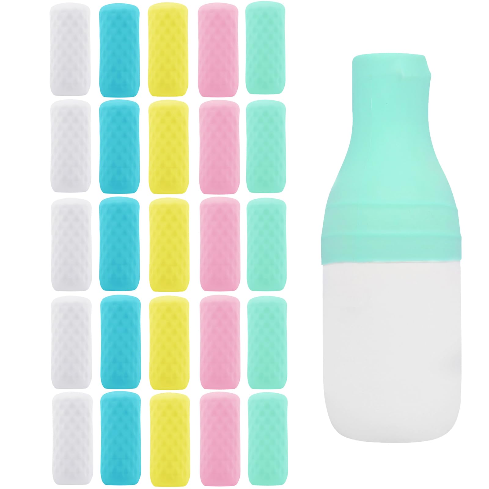 25 Pack Travel Essentials Accessories Silicone Bottle Covers, Cruise Essentials, Beach Vacation Essentials for Women Men, Elastic Sleeves for Leak Proofing, Fit Travel Size Bottles Toiletries