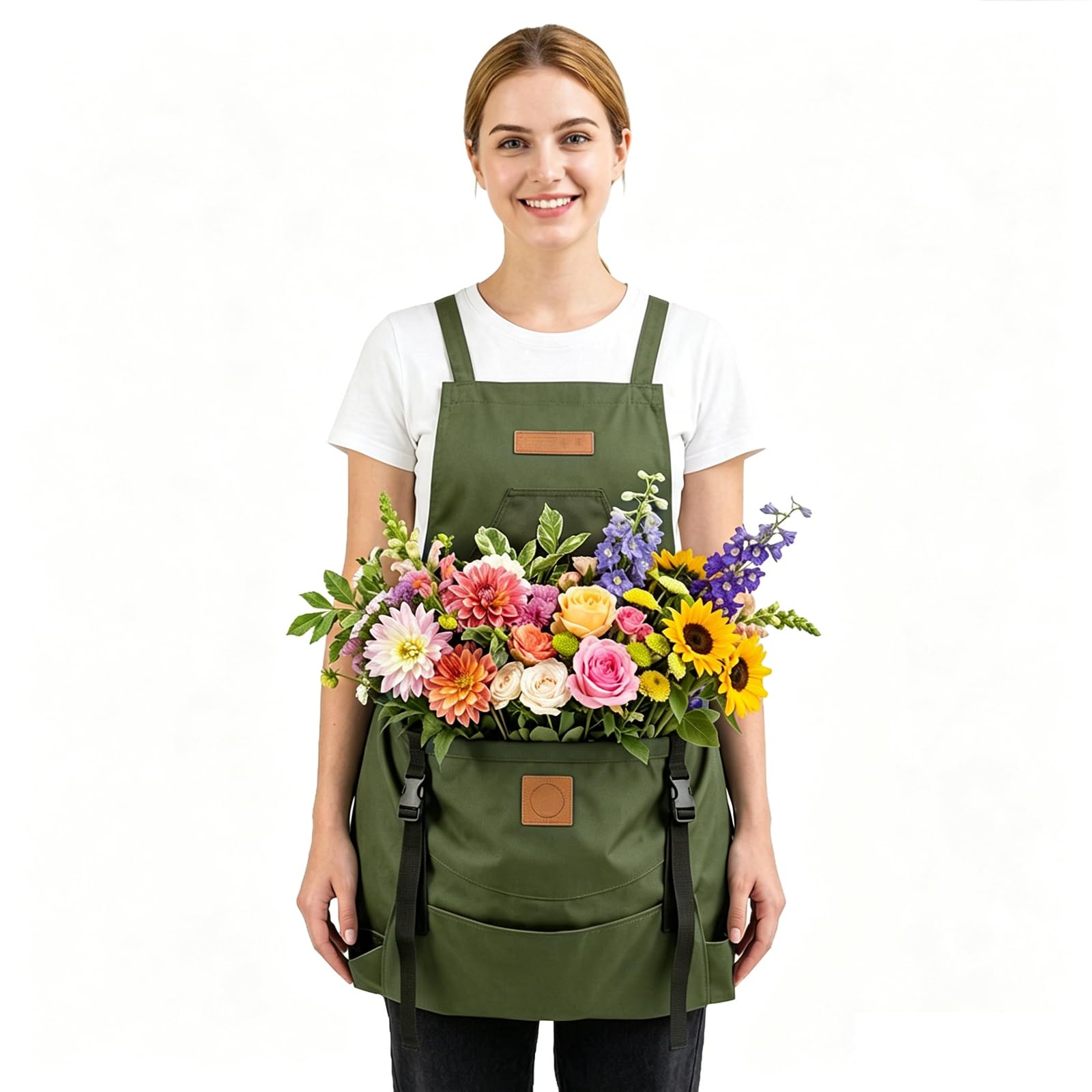 Weyot Gardening Apron With Pockets For Women&Men, Harvest Aprons With Quick Release Pocket, Fruit Picking Apron With Internal Bag, Gardening Gift Jasper,50x60cm
