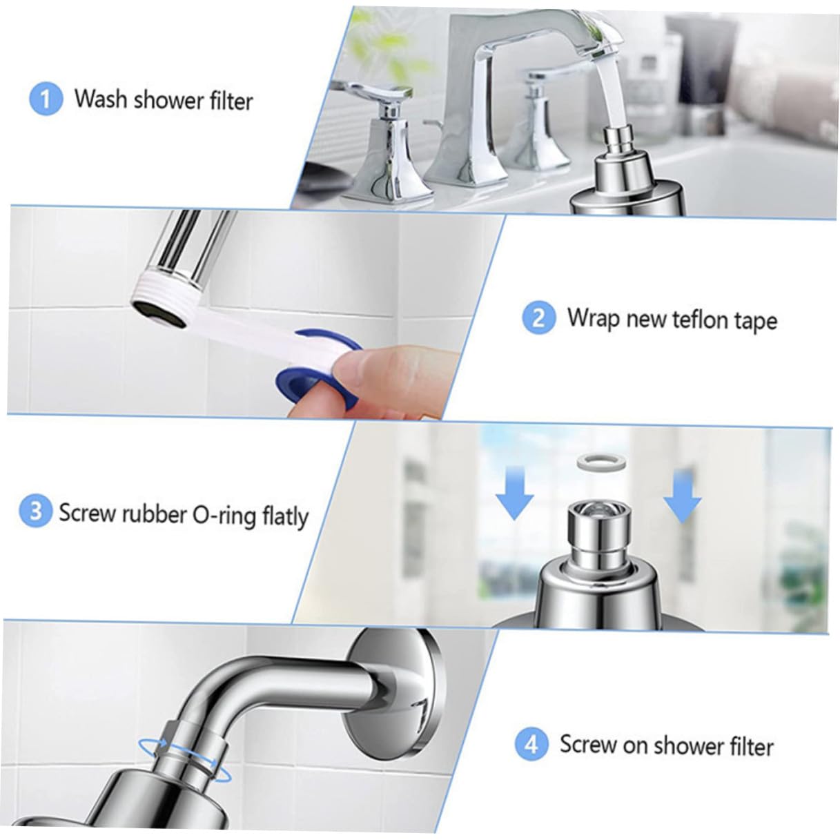 Duschkopf Wasserfilter mit Verstellbarem Winkel, Silber, Abs und Metall
