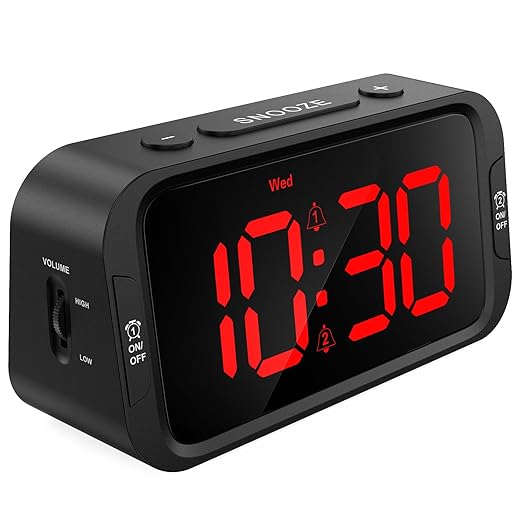Odokee Digital Dual Alarm Clock for Bedroom, Easy to Set, 0 100 % Dimmer, USB Charger, 5 Sounds