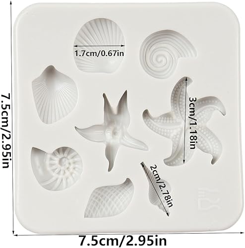 Miniatura 2 de QDMOLDS Molde de fondant con temática marina, concha, estrella de mar, moldes de silicona para decoración de pasteles, decoración de cupcakes,