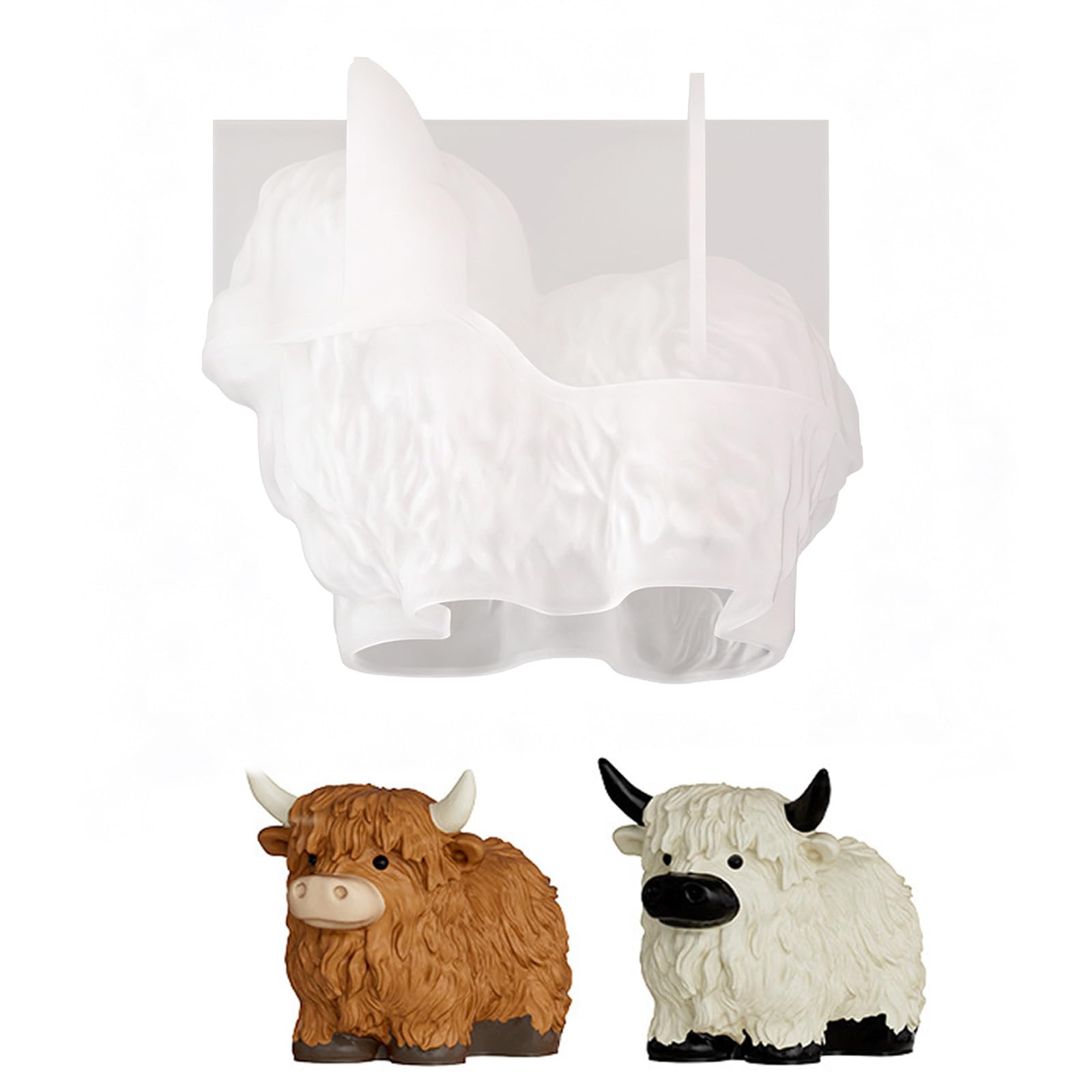 Silicone Highland Cow Mould, Highland Cow Ice Cube Mold, 3D Cattle Candle Moulds, 3D Cow Animal Candle Mould, Highland Cow Silicone Mold for Candle Soap Making Epoxy Casting Clay Mold DIY Craft Decor