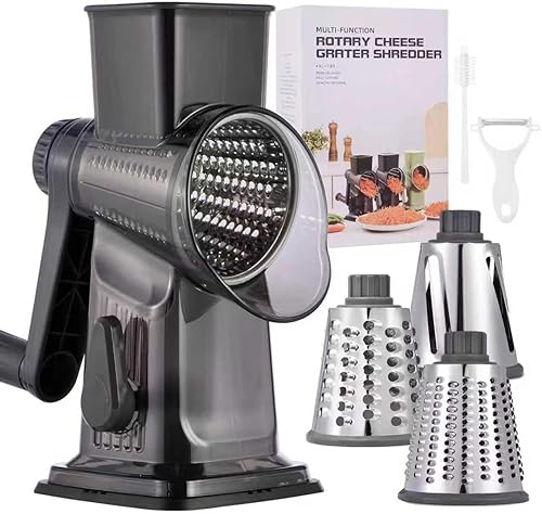 Miniatura 11 de Rallador de queso rotativo con mango Triturador de cocina Rallador Rebanador Rallador Raspador de hielo Rallador de queso para verduras, nueces,
