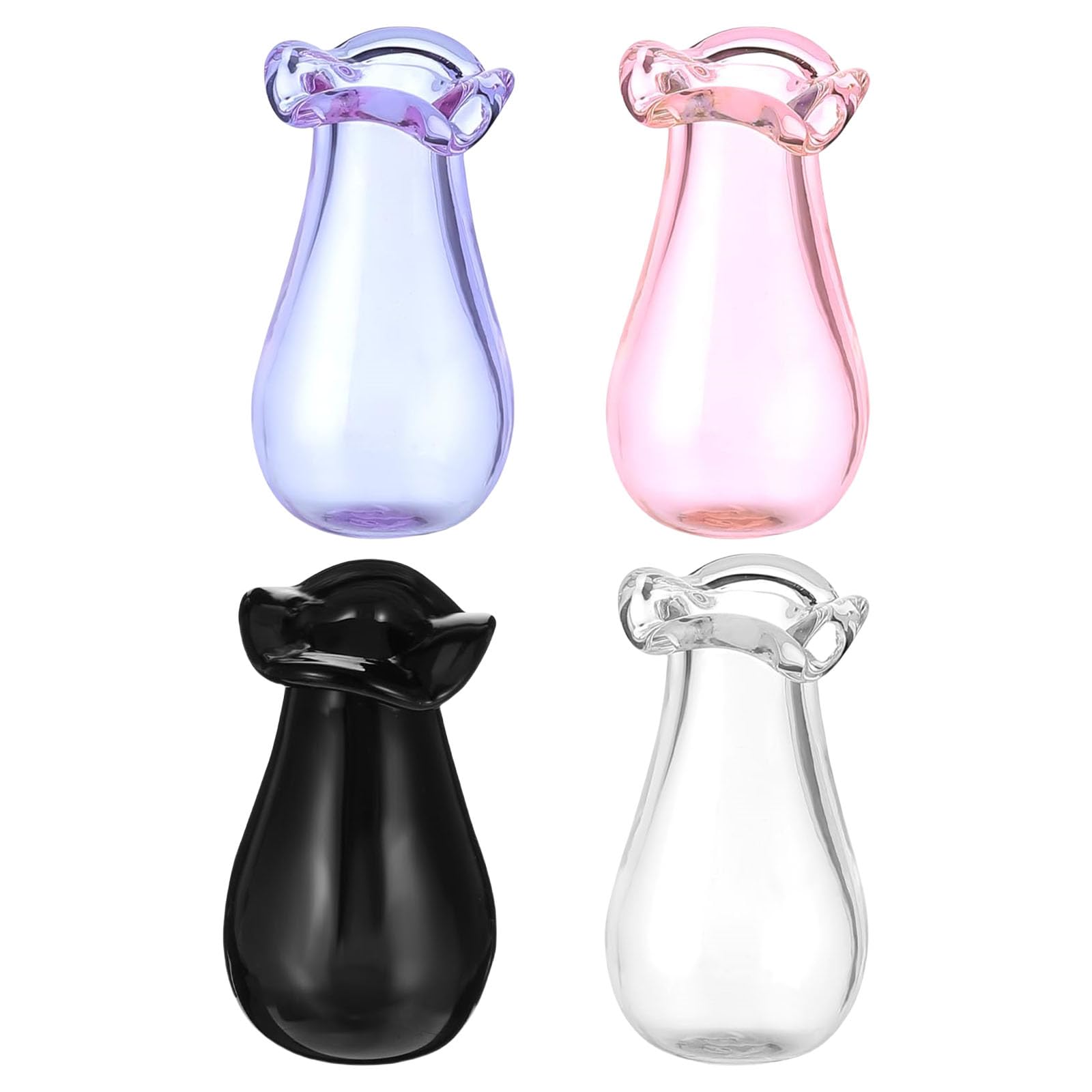 4Pcs Tiny Glass Vases Cats Beard Holder Tiny Vases for Flowers Miniature Jars Small Decoration for Dollhouses Cats Beard Holder