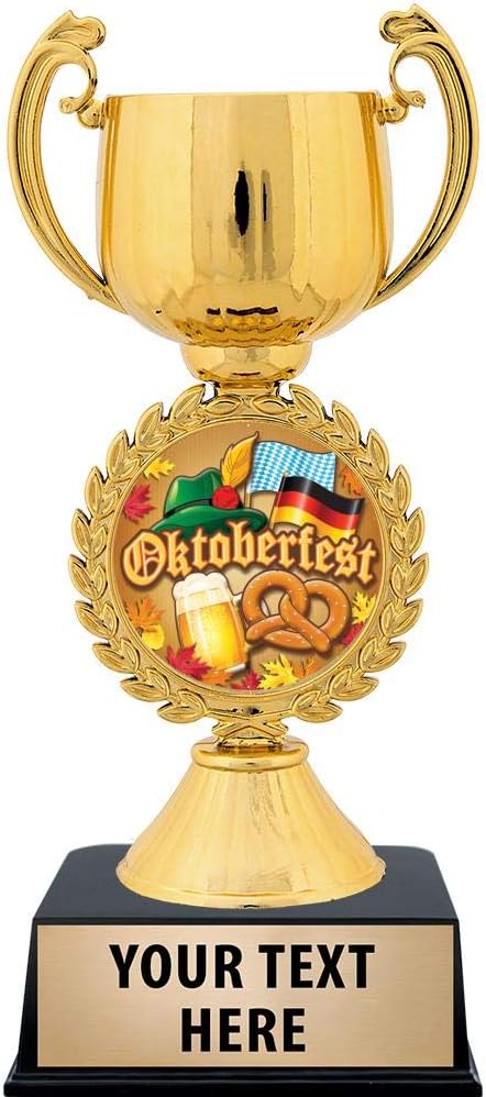 Crown Awards Personalized Oktoberfest Trophy, 7.25" Gold Cup Oktoberfest Trophies with Free Custom Engraving Prime