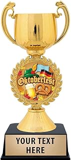 Crown Awards Personalized Oktoberfest Trophy, 7.25" Gold Cup Oktoberfest Trophies with Free Custom Engraving