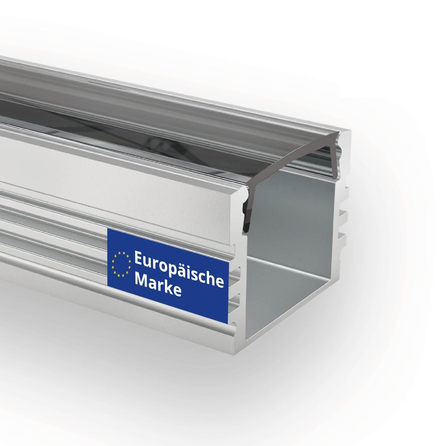 INNOVATE 2m LED Schiene - Aluminium Profil - Aluprofil für LED Stripes/Streifen - LED Kanal - ALU Leiste (Alu Profil weiss inkl. klarer Abdeckung für LED Stripe)