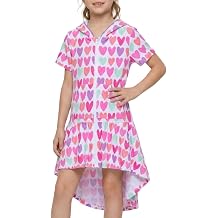 WELAKEN Girls Hooded Terry Swim Cover-Up Dress Full Zip Cute High-Low Hem Beach Dress with Pockets for Toddlers & Kids
