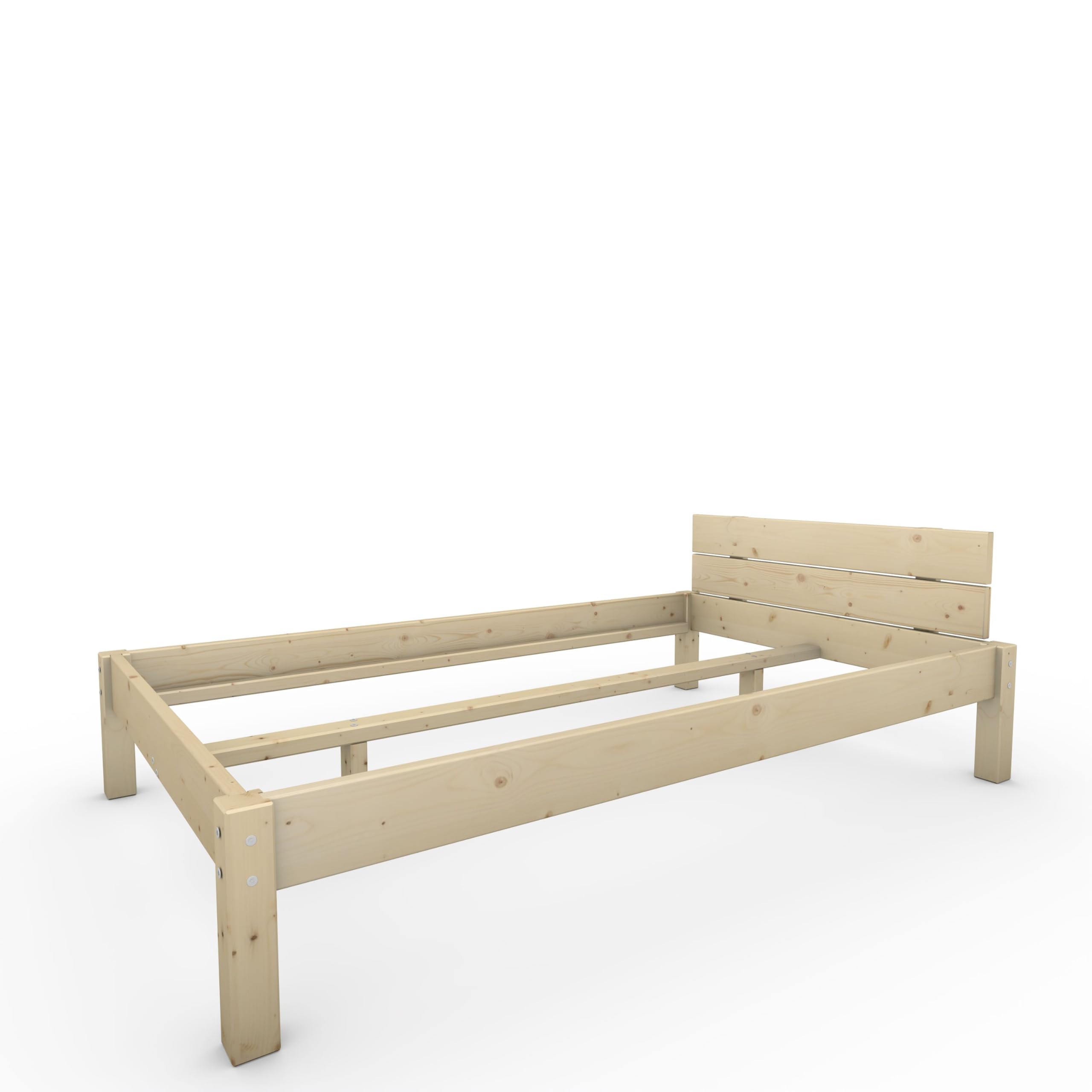 TUGA - Holztech Naturprodukt MASSIVHOLZBETT DAYBETT MASSIV Holz Bett HOLZBETT FSC 300Kg 100 x 220cm unbehandelt EXTRA HÖHE 58cm