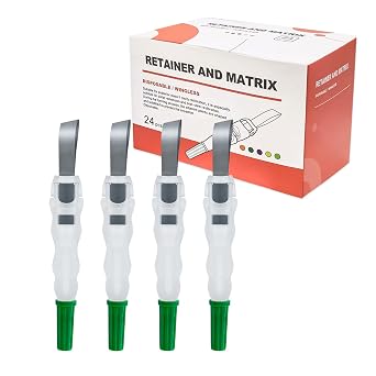 24pcs Metal Restoration Matrix Bands, Dental Matrix Bands with 180 Adjustable Retainer, Dental Sectional Matrix Bands, Matrix Bands for Dental Restorations. (Green)
