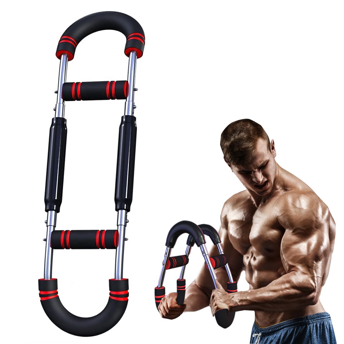 Twister Arm Exerciser Wrist Strengthener, Adjustable Tension Forearm Exerciser Chest Expander Upper Body Hand Workout Strength Trainer Portable Spring Resistance Home Gym Equipment for Muscle Improve