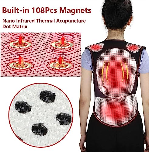 Bedaw B0CB9Z6ST9 Magnetic Back Support Self-Heating Therapy Vest Full Back Support 108 Pieces Magnets Waist Back Brace Corrector Posture Belt Decompression Lumbar Spine Shoulder,L thumb #5