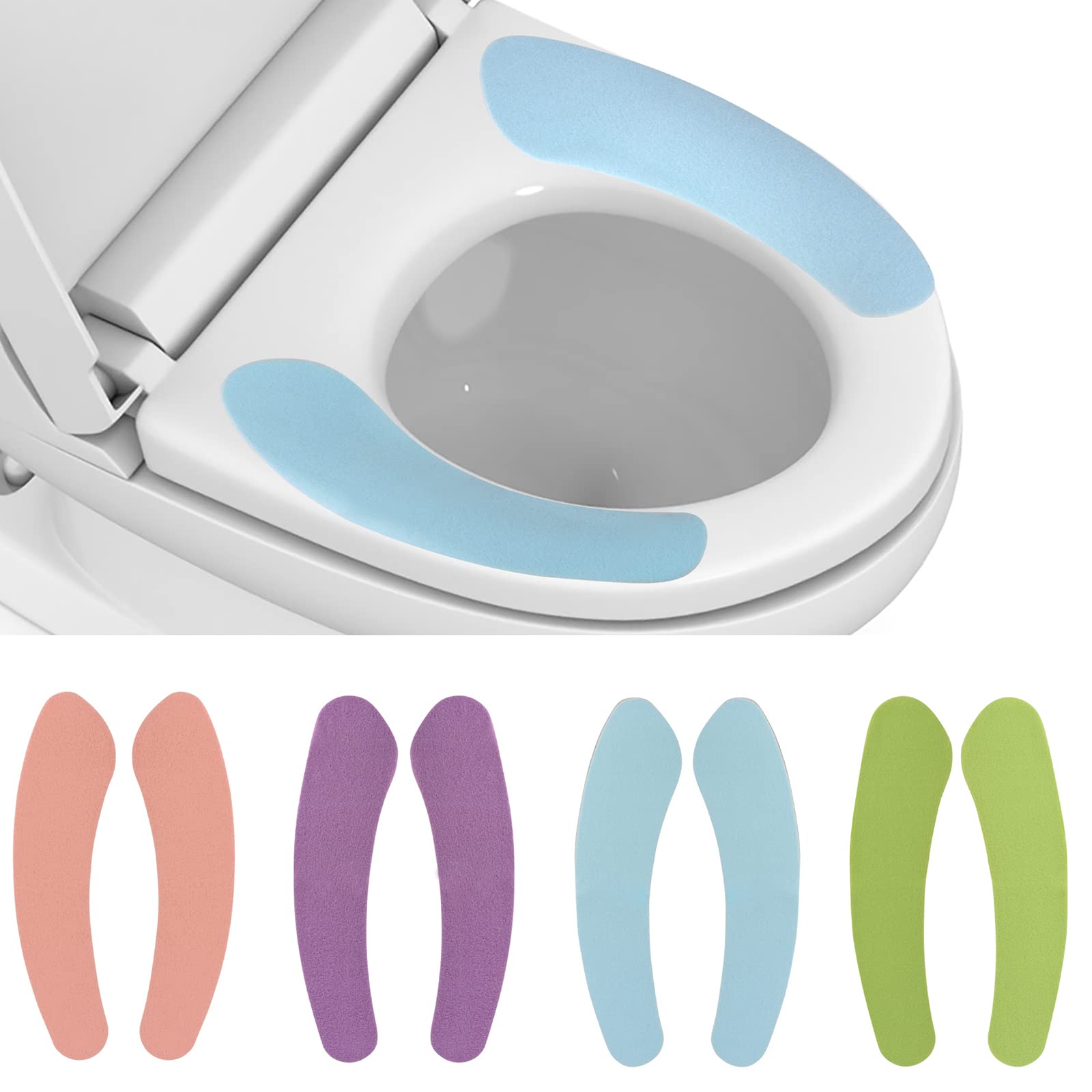 4 Pairs Bathroom Warmer Toilet Seat Cover Pads Soft and Portable Toilet Seat Cushion Pad Washable and Reusable Toilet Seat Pad, 4 Colors
