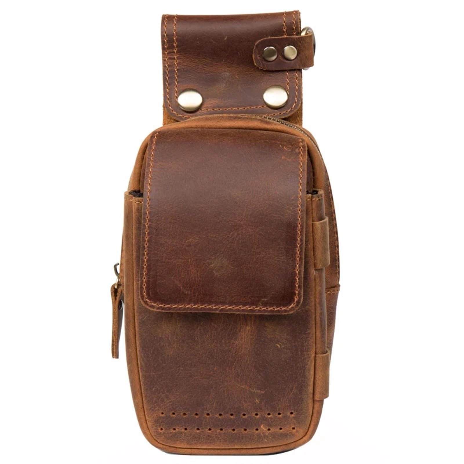 Bolsa de Pierna Moto Mini Bolso for teléfono móvil, de Cuero Retro, for Hombre, pequeños Bolsillos, Pierna para Correr, Montar a Caballo