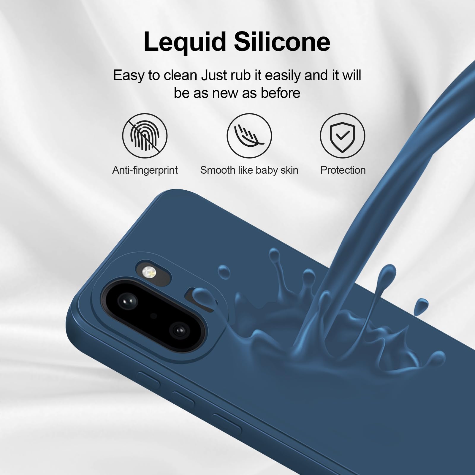 GiiYoon Case Compatible with OnePlus 15R, Silky-Soft Touch Full-Body Protective Phone Silicone Case, Shockproof Cover with Microfiber Lining, Blue — view 4