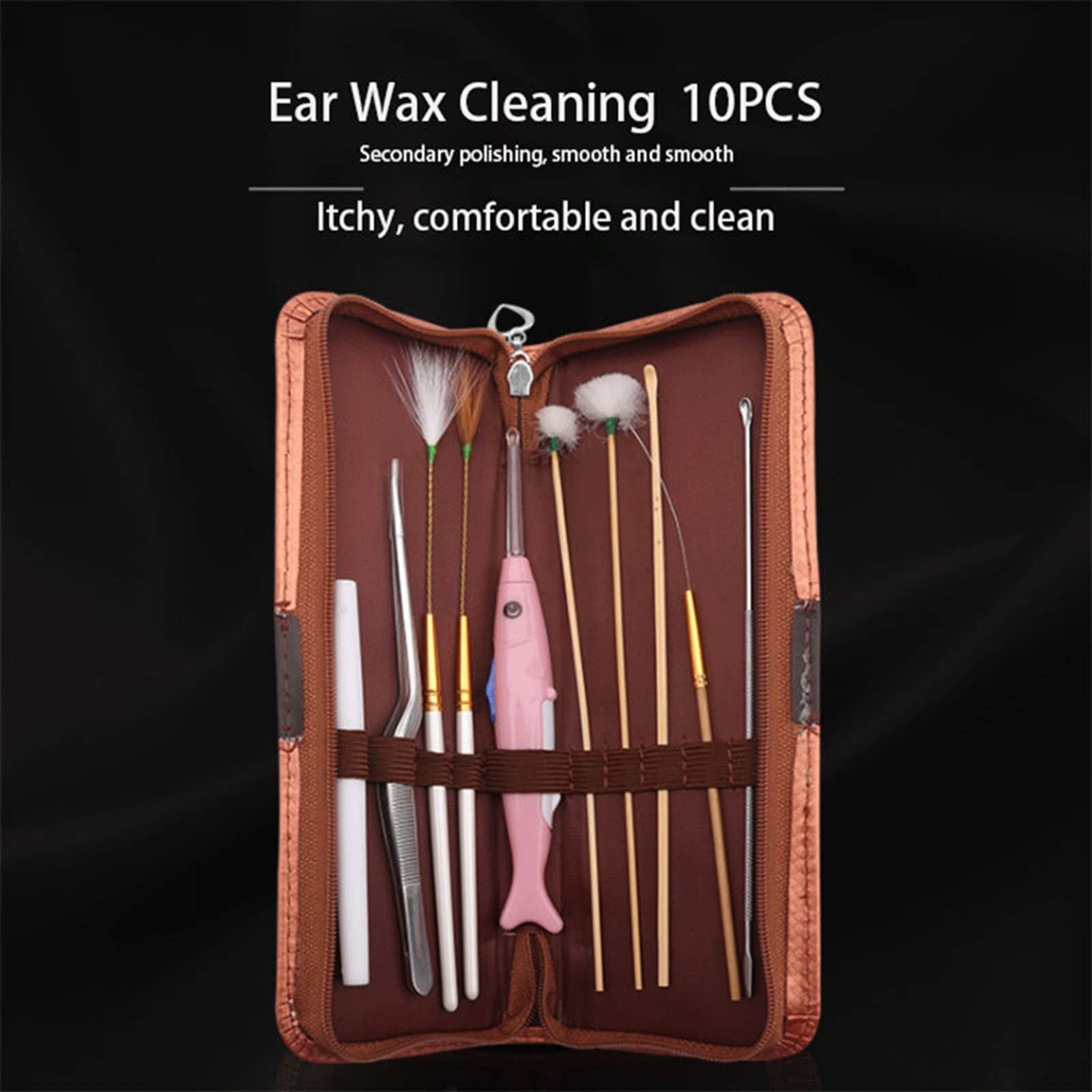 Productos para Eliminar Cerumen, Juego de Herramientas de Limpieza de Cerumen, Cuchara emisora de luz, Pluma de Ganso, Salud para Masaje de