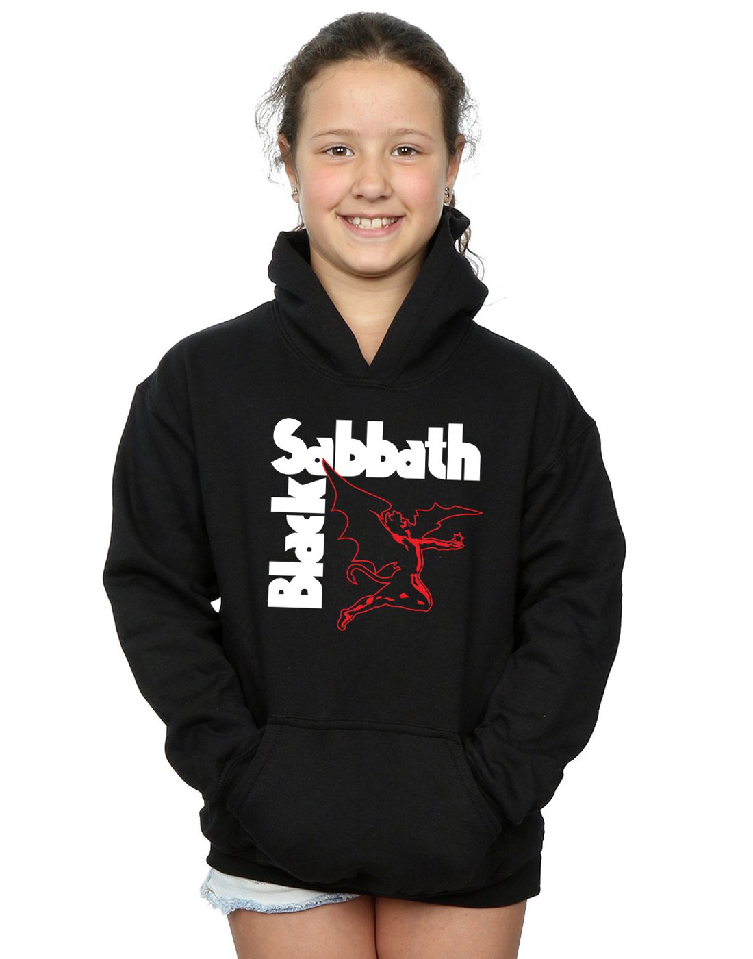 Absolute Cult Girls Black Sabbath Creature Logo Hoodie 12-13 Years