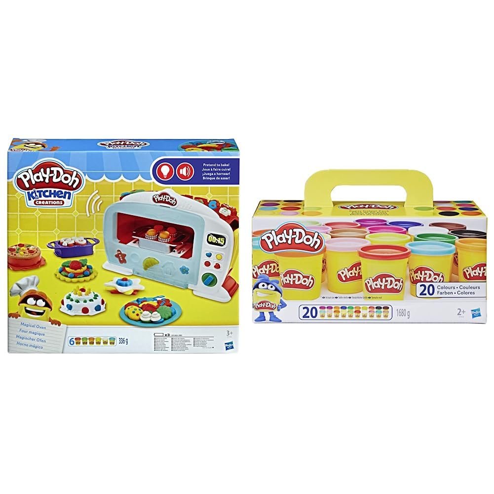 Hasbro Play-Doh - Magischer Ofen Knete, für fantasievolles und kreatives Spielen. Für Kinder ab 3 Jahren & A7924EUC Super Farbenset 20er Pack, Knete für fantasievolles und kreatives Spielen