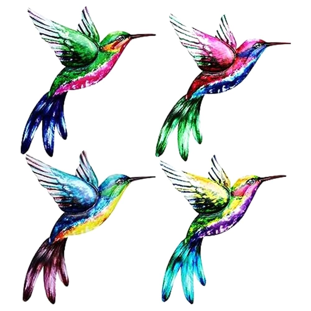 Decorazione da Parete con Pappagalli Tropicale in Metallo per Recinzione Giardino Cortile,4Pz Decorazione Artistica da Parete Uccello Colorato,Sculture da Parete Gufo in Metallo per Interni Esterni 9