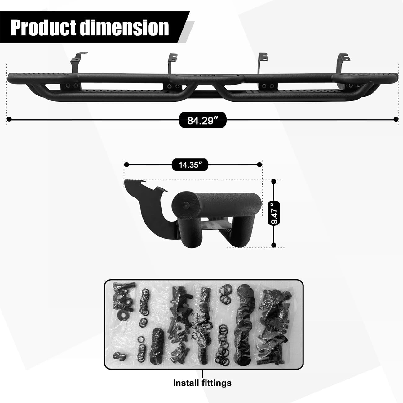 VIJAY Side Step Bars Running Boards Fits 2022-2025 Tundra Crewmax Cab (Style A)
