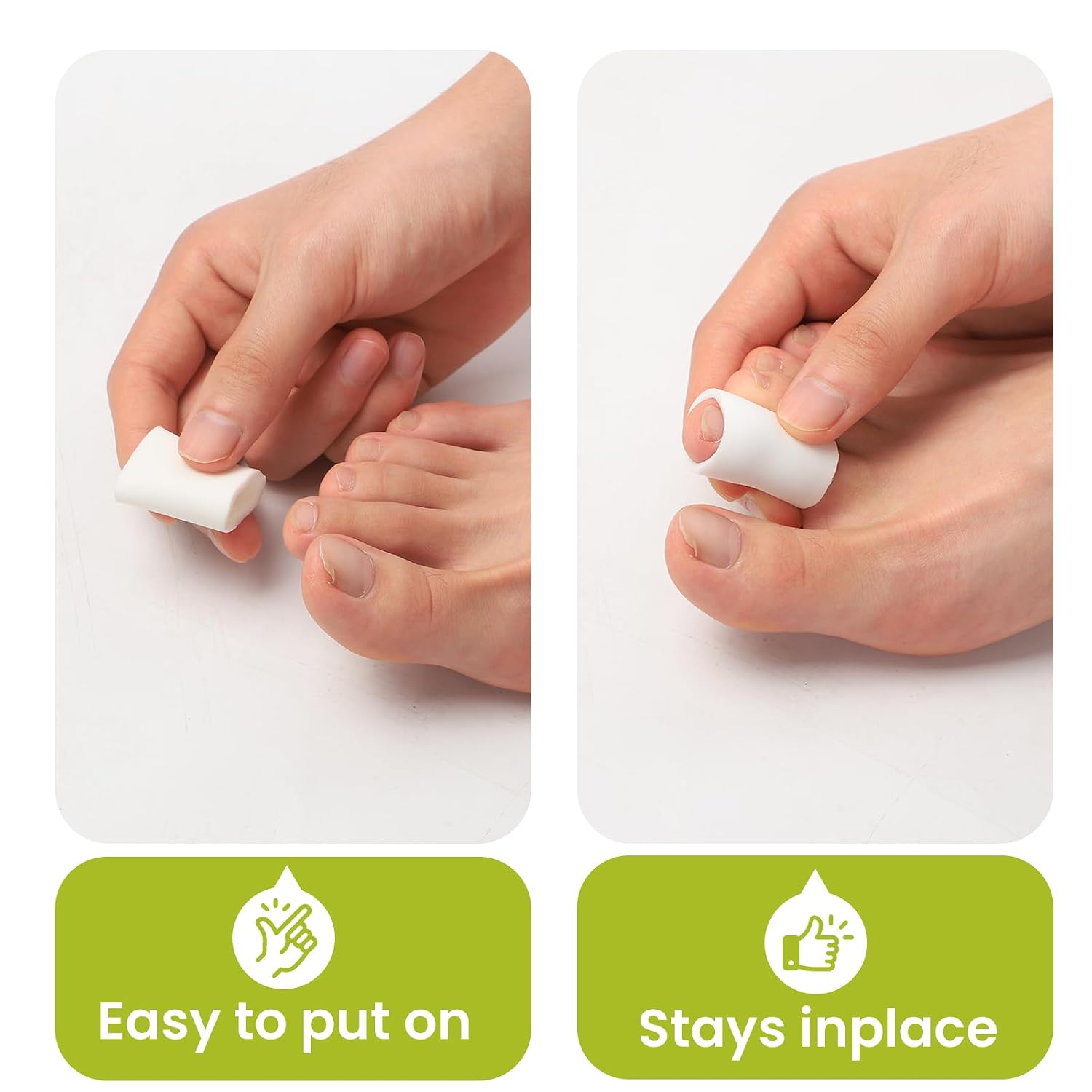 Bukihome Toe Protectors, Silicone Gel Toe Sleeves for Hammer Toes, Corns, Calluses, Blisters, Toe Tube Pads for Pain Relief with 16 Pack, White
