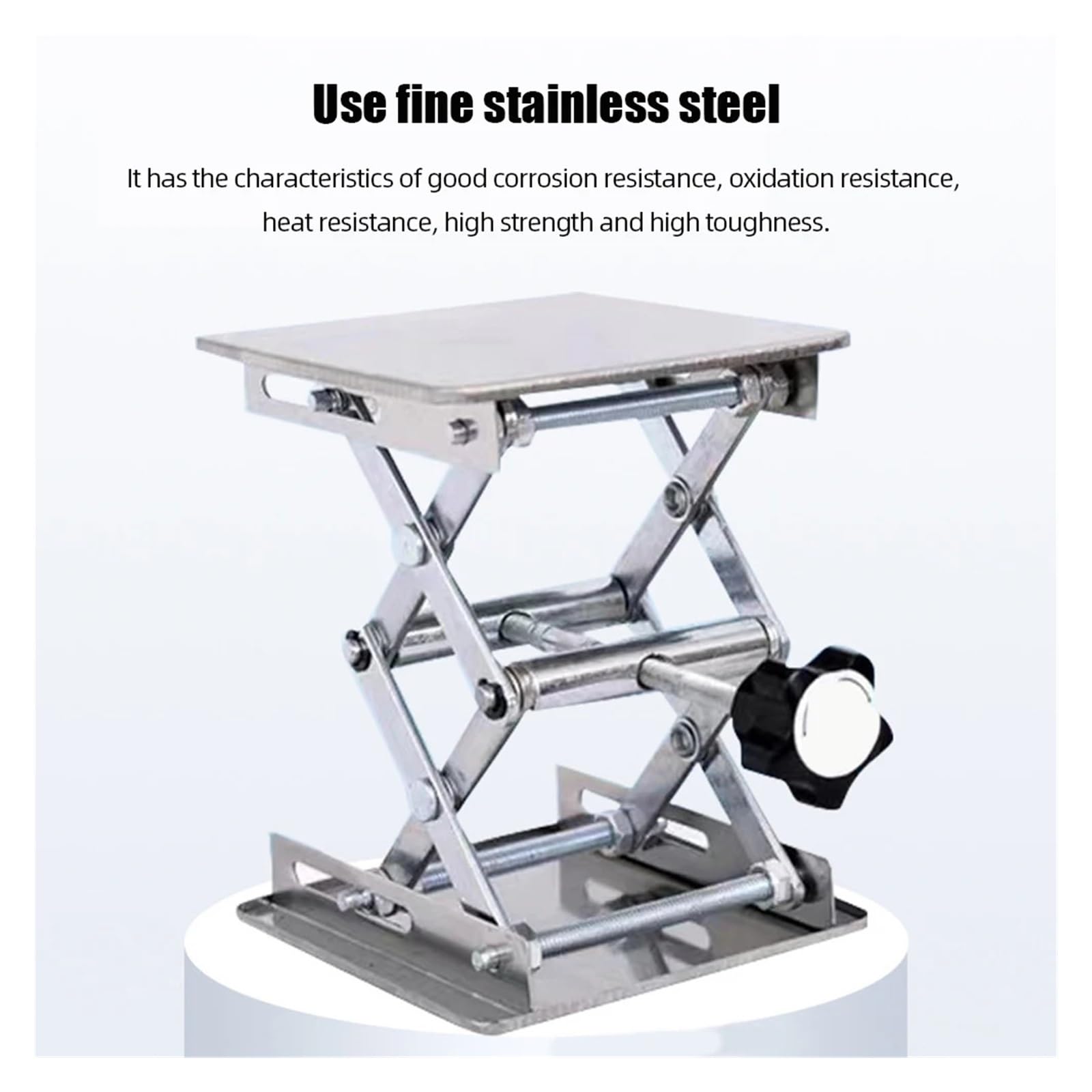 Mini Hubtisch 1 Stück manueller Labortischlift Edelstahl Mini Scissor Jack Korrosionsbeständige Hebeplattform