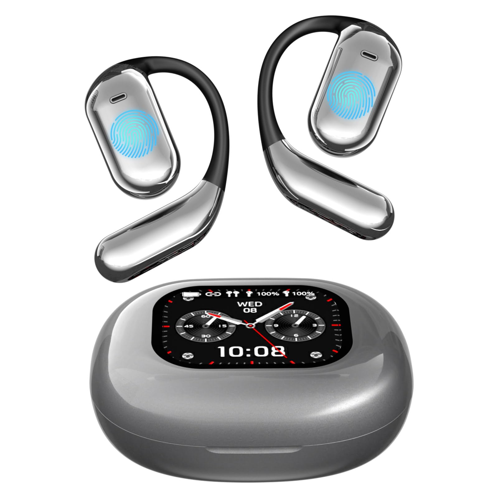 AI Language Translation Earbuds & LCD Touch Screen OWS Real-Time Translator for 144 Languages & Accents Headphones Translator Ideal for Travel,