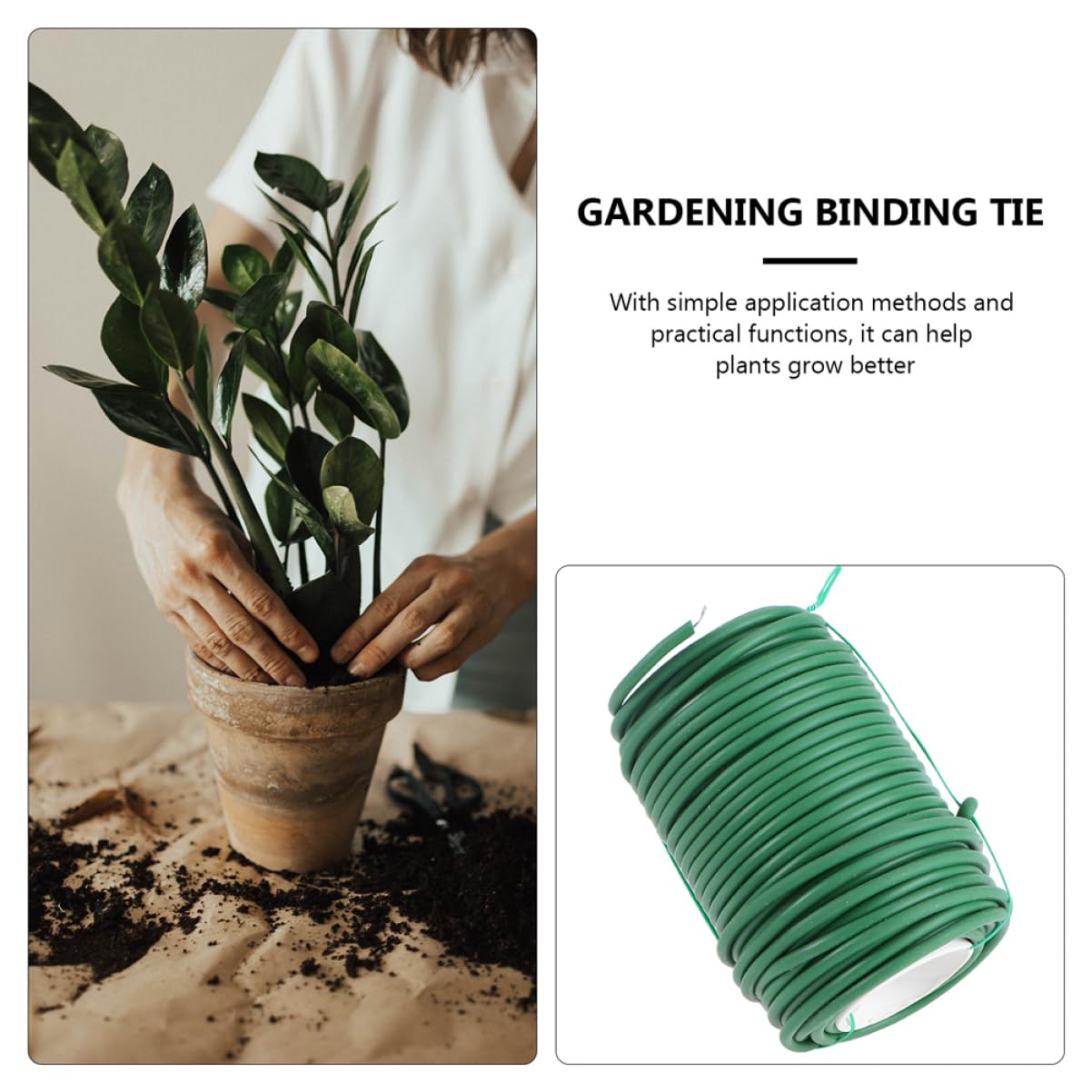 2 Rollen Flexible Gartenpflanzenbinder aus TPR und Eisen Vielseitig Einsetzbar zur Befestigung von Sträuchern und Pflanzen im Grünen Garten