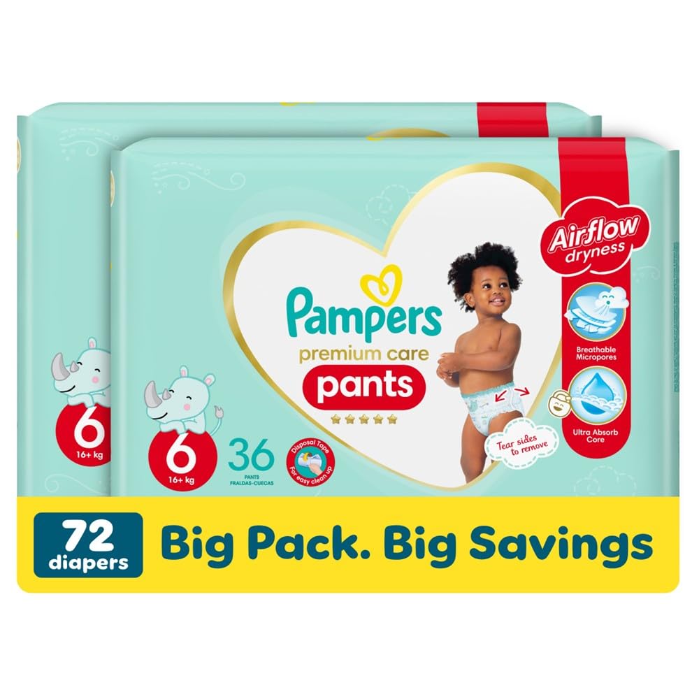 Pampers Premium Care Pants 36 Baby Pants Nappies, Size 6 (Pack of 2)