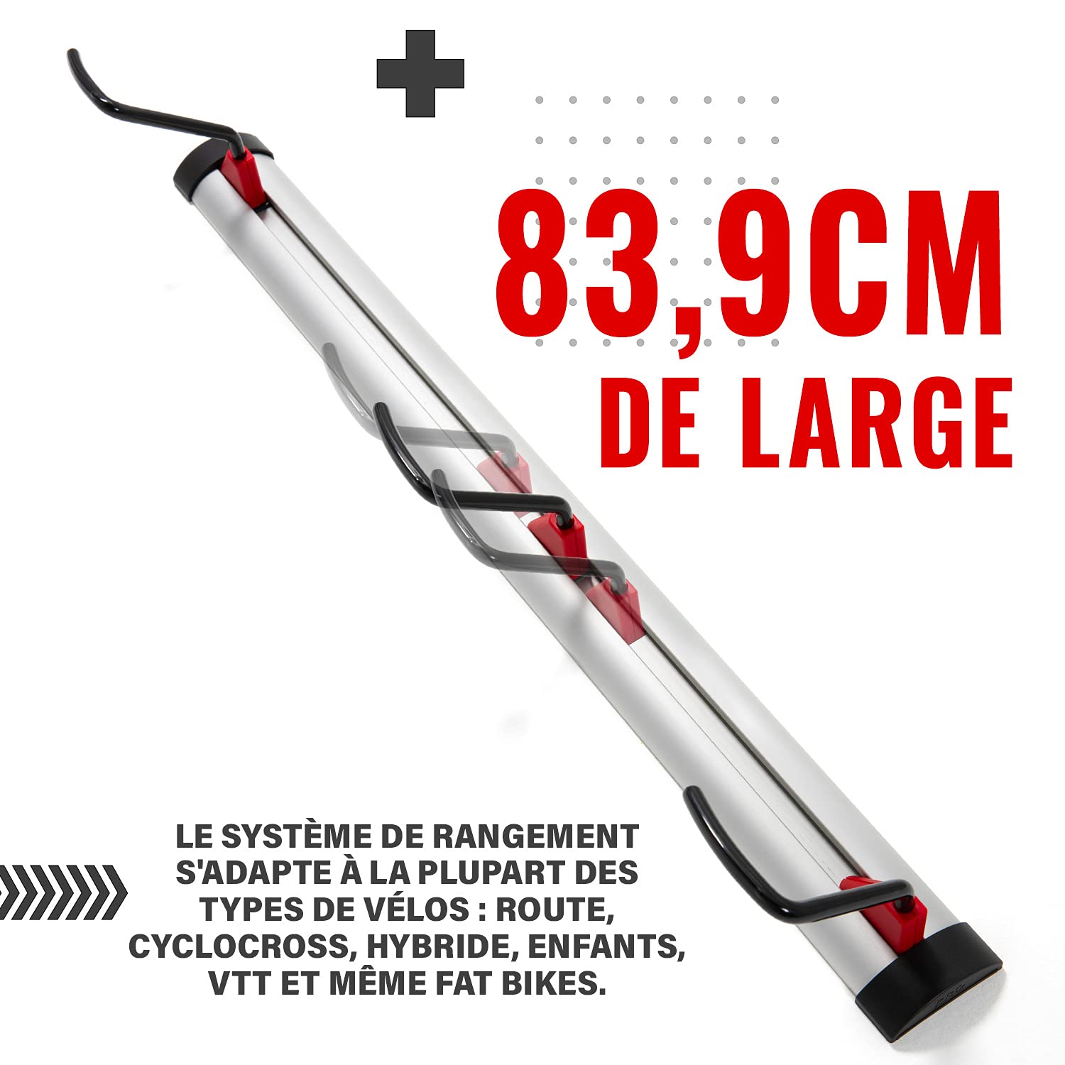 PRO BIKE TOOL Support mural intérieur réglable pour le garage ou la maison - Support vertical pour vélos de route ou de montagne - 3 ou 6 versions de vélos