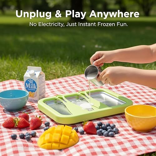 Miniatura 8 de Kit de máquina de helado enrollado, placa de congelación instantánea de acero inoxidable 2026 con 2 raspadores, bandeja de helado enrollada de