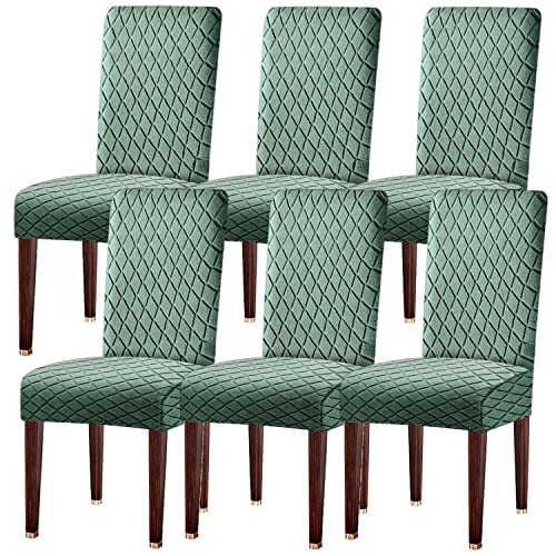 LANSHENG Dining Chair Covers Set of 6, Stretch Dining Chair Protector Slipcovers Jacquard