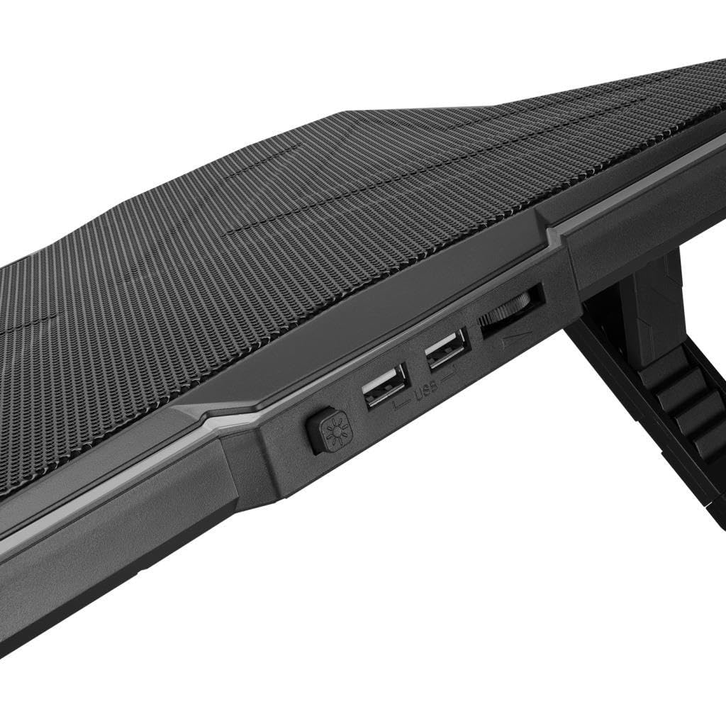Rampage AD-RC8 Showy czarny wentylator 180 mm 15-17 cali laptop gamingowy RGB Light wentylator USB stabilny i cichy stojak chłodzący do notebooka