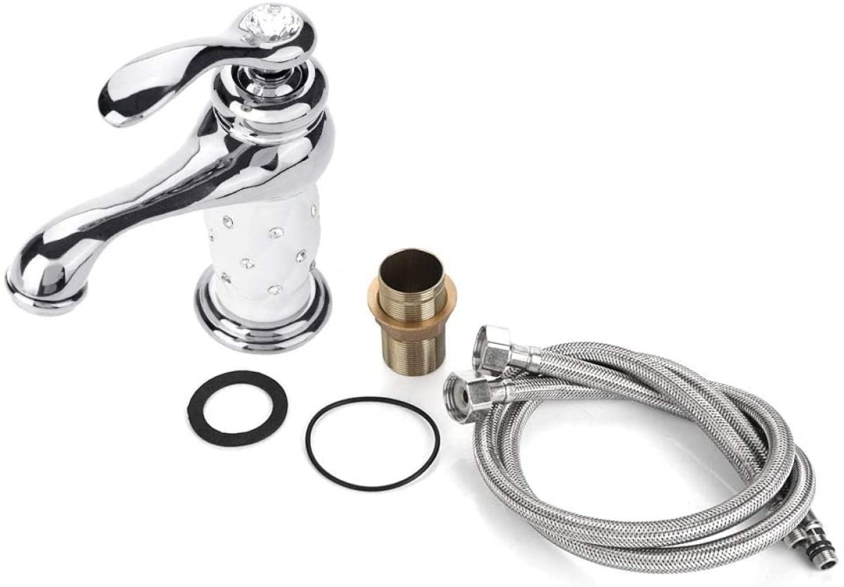 Grifo Monomando Monomando, Grifo Mezclador De Latón Macizo, Grifo De Agua Fría/Caliente con Adornos De Diamantes De Imitación para Grifo Mezclador De Lavabo