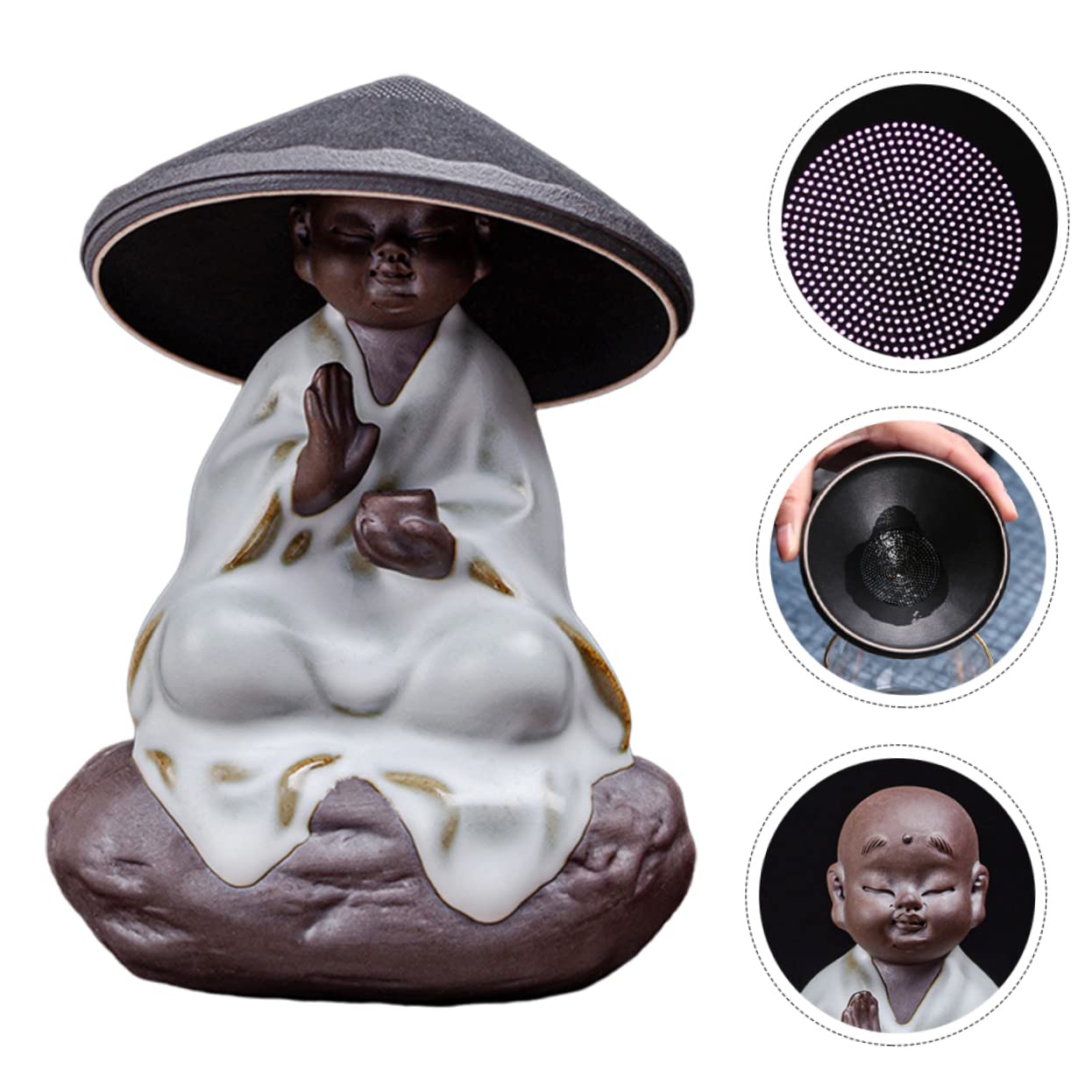 Mikinona 1juego Infusor De Té Cerámico Diseño De Monje Colador De Té Estilo Zen Para Decoración De Escritorio y Uso Práctico