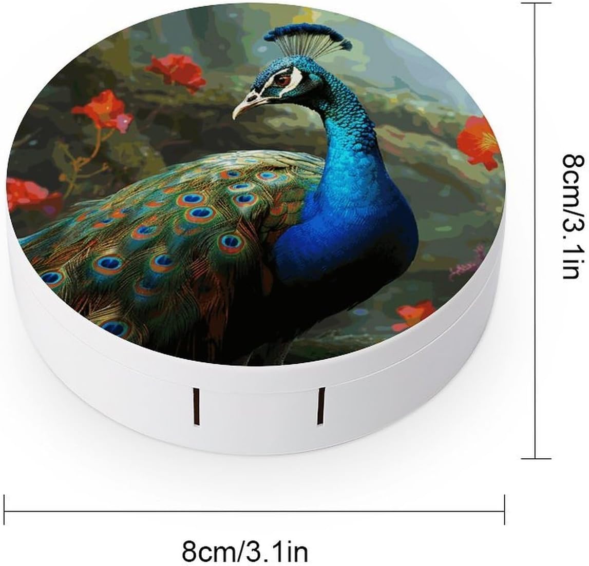 Colorful Peacock Contact Lens Case with Cleaner Washer Cute Contact Lens Soak Storage Holder Container with Mirror Mini Portable Contact Lens Box Set for Travel Outdoor Use