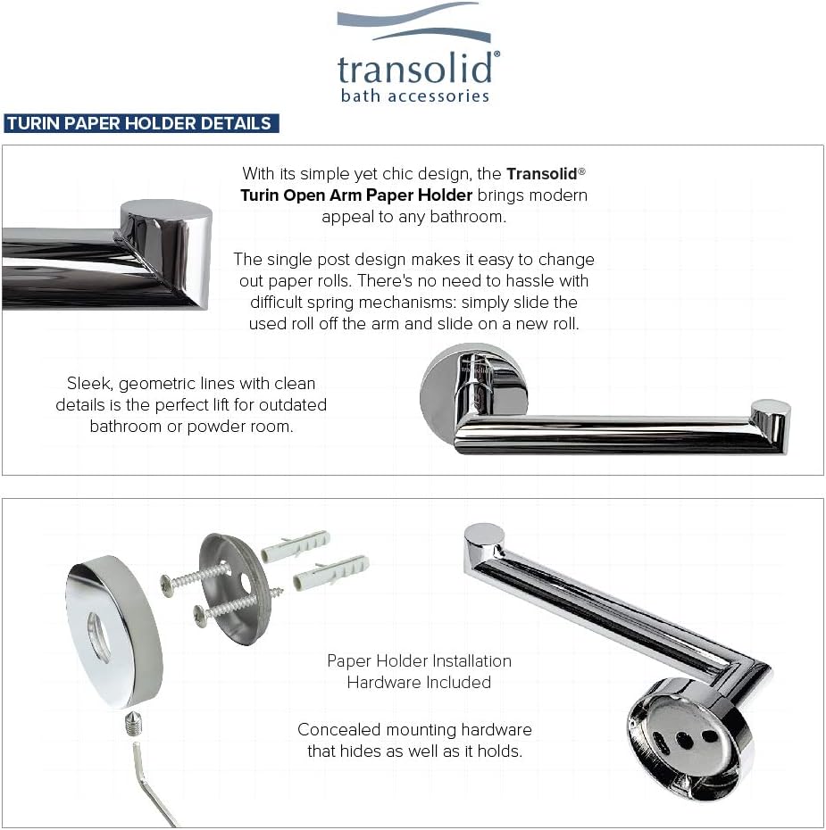 Transolid TPH-PC Turin Paper Holder, Polished Chrome