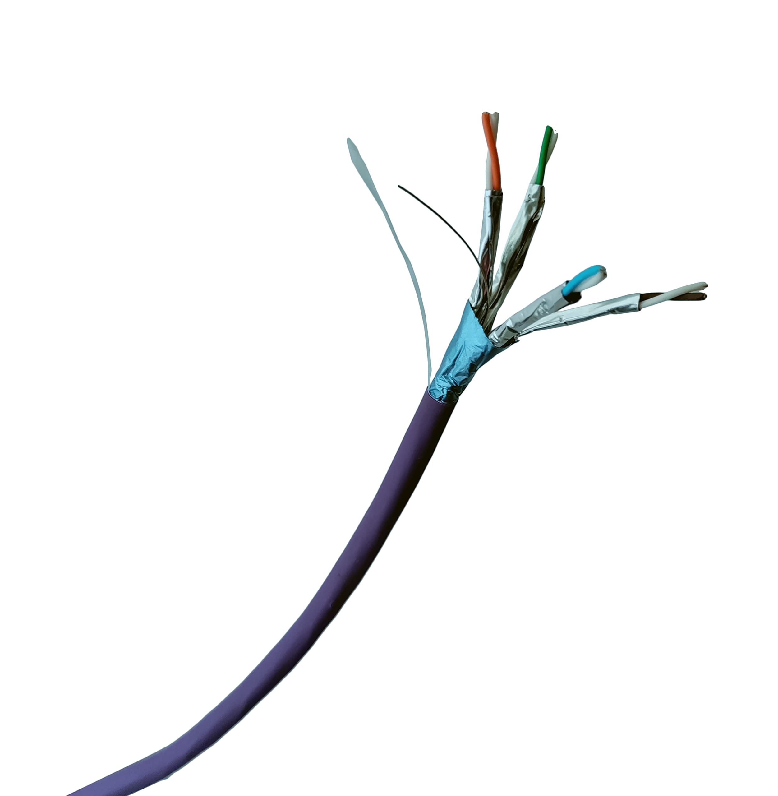 10GXE01 - CAT6A F/FTP Shielded Cable, 23AWG Solid Bare Copper, LSZH Purple, 500 Meters