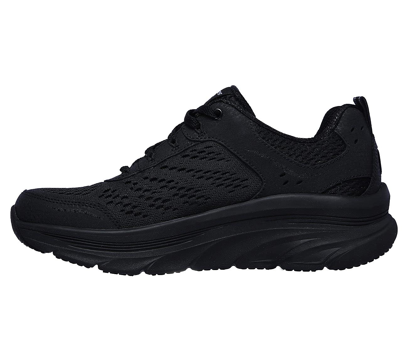 Skechers D'lux Walker Infinite Motion, Zapatillas Mujer, Black Leather Mesh Trim, 40 EU