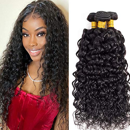 Brazilian Water Wave Bundles Human Hair (20 22 24 Inch) 10A Virgin Water Wave 3 Bundles Wet and Wavy 100% Unprocessed Remy Curly Bundles Human Hair Weave (20 22 24)