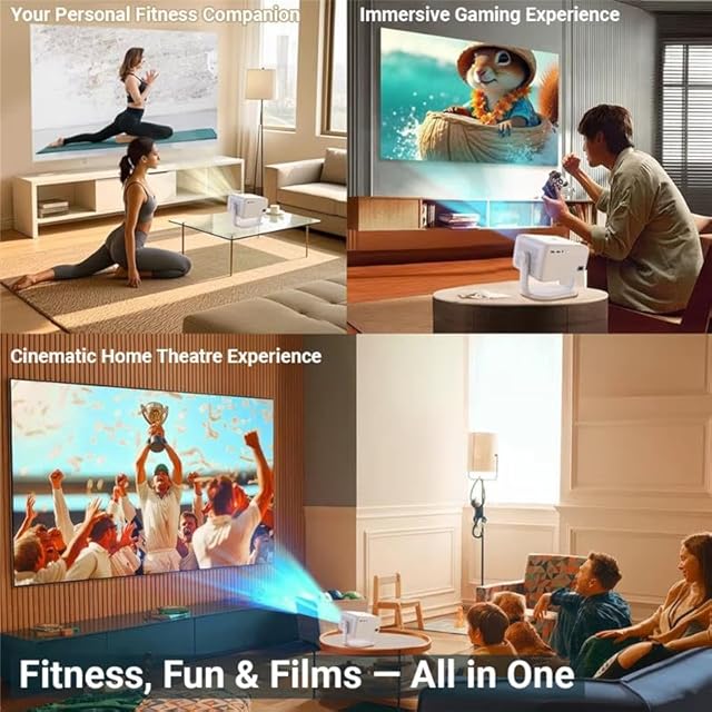 XElectron Luminex Certified OS Smart Home Projector 4k Ultra HD, Netflix, Prime, Native 1080P, WiFi, 16000 Lumens, Smart Mini Projector for Room, Portable Home Cinema, Built-in Apps, 250” Display view 2