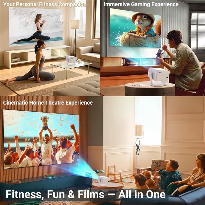Image of XElectron Luminex Whale TV Projector 4k Ultra HD, Netflix, Prime, 1080p Native, Android 13, WiFi, 16000 Lumens, Smart Mini Projector for Room, Portable Home Cinema, Built-in Apps, 250 inch Display