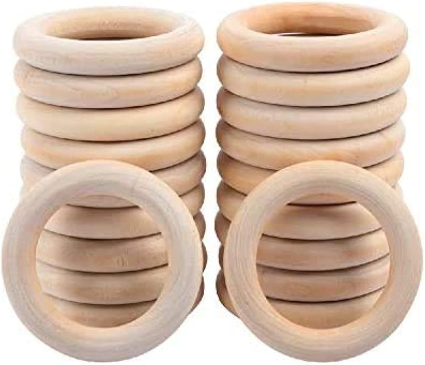 MixColours20 Natural Wood Teether Teethers, Wooden Teething Rings, Wooden Baby Chewing Toys, Wooden Craft Rings, Crafts, Tools etc