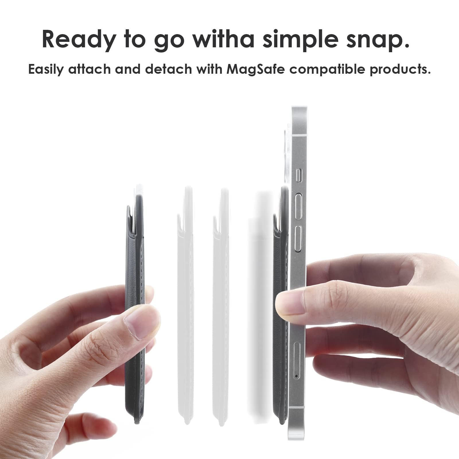 WALLFID Portafoglio in pelle con MagSafe compatibile con iPhone 12/13 Mini/Pro/Max, supporto RFID con magnete MagSafe