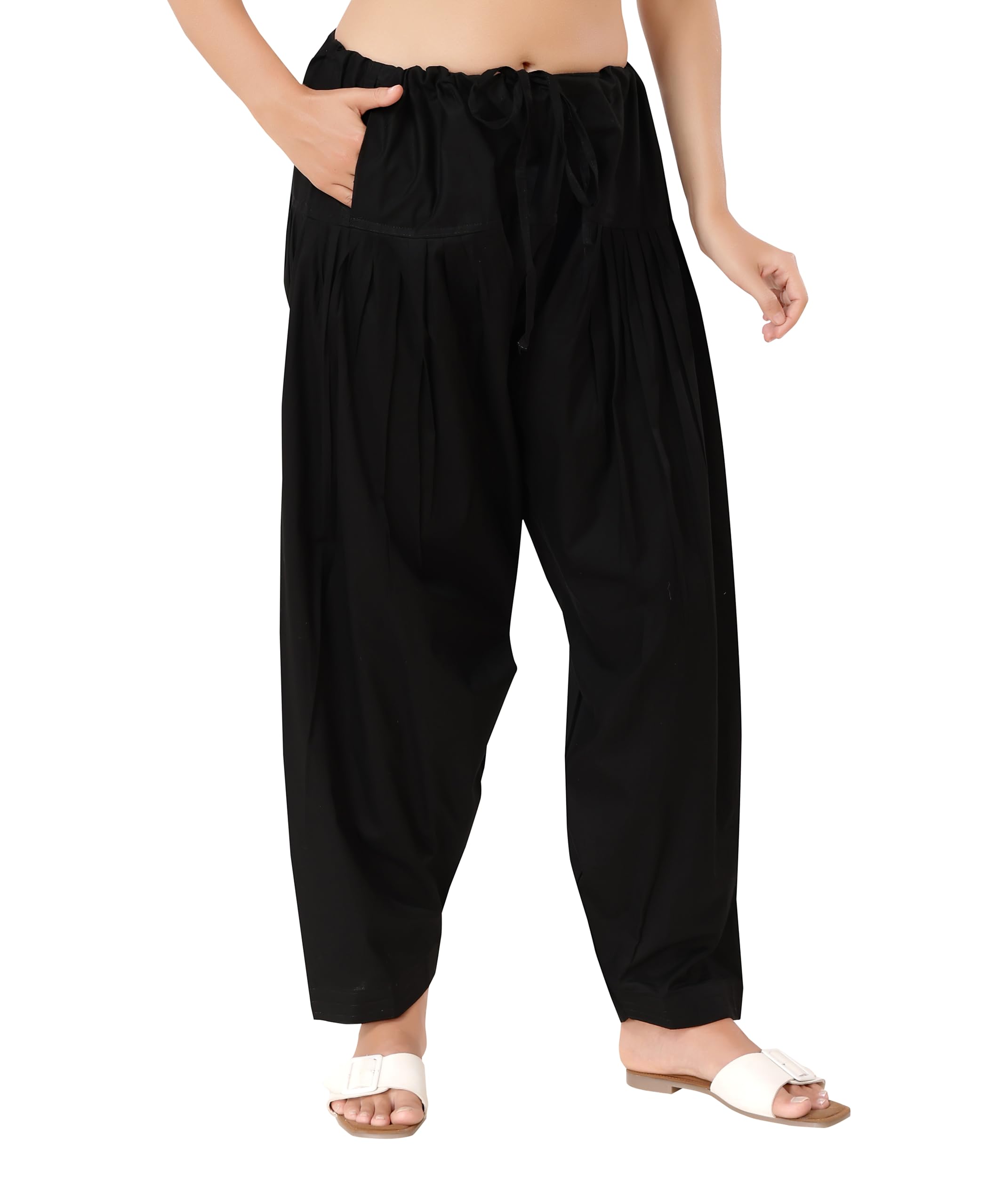 trasa Semi Patiala Salwar Cotton One Side Pocket Traditional Indian Bottomwear Pant - Free Size Fit up to XXL-picture-10
