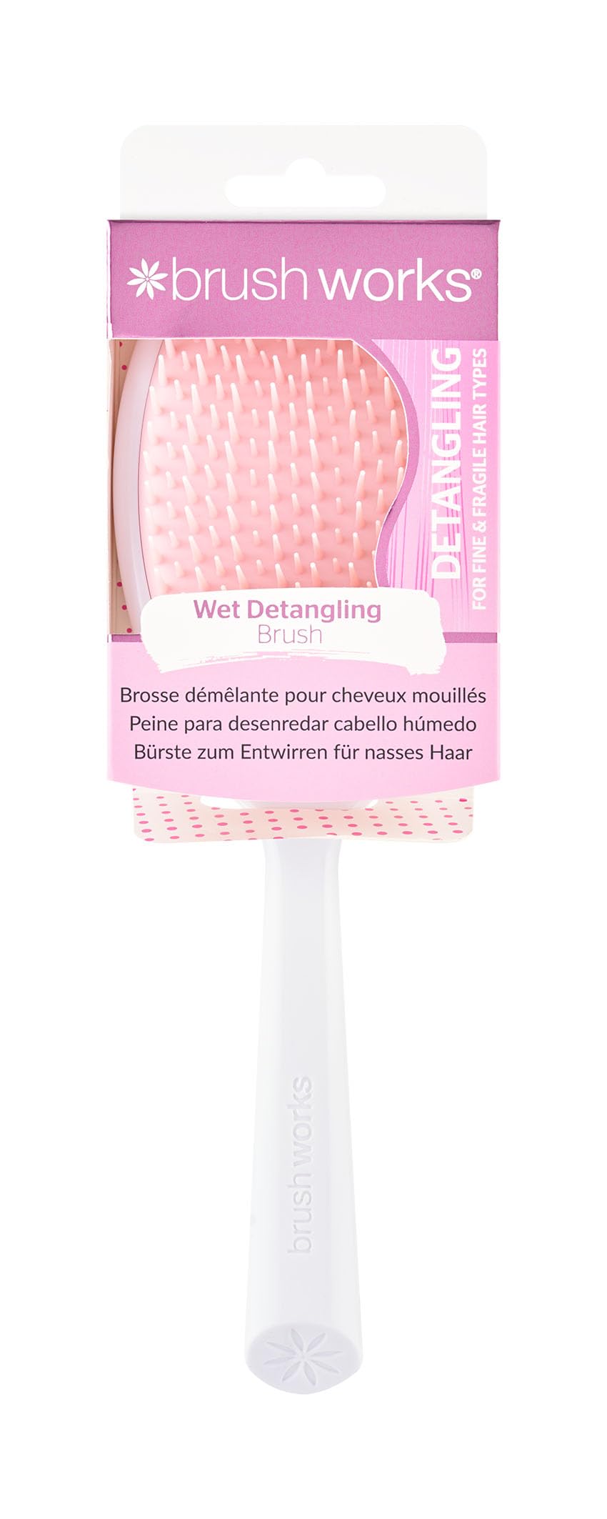 Brushworks Wet Detangling Hair Brush – Mixed-Length Flexible Bristles for Wet & Dry Hair – Gentle on Fine & Fragile Hair – Reduces Breakage – Made from 74% Recycled Materials