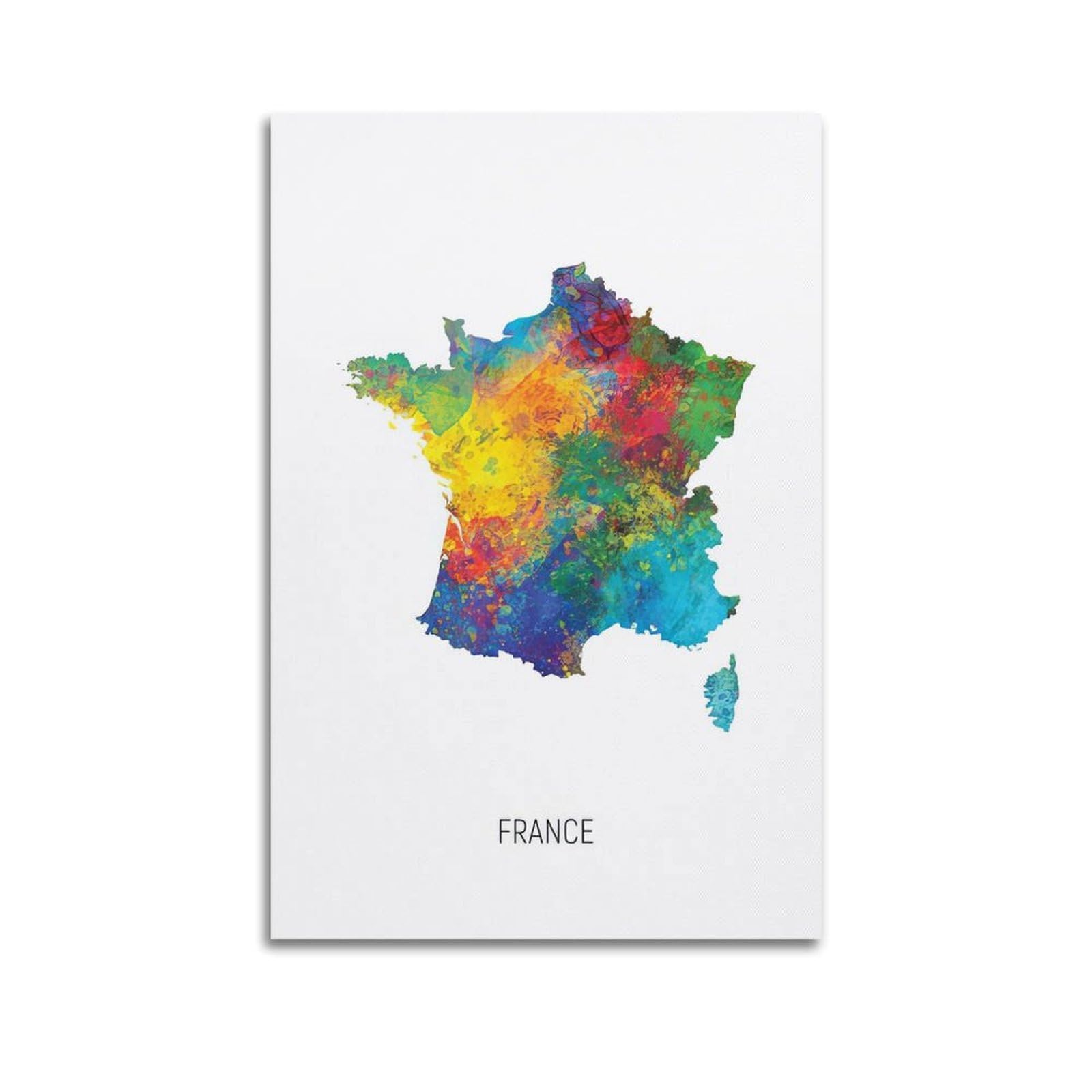 MJZLQN Map Poster Of France With Watercolor Poster Decorative Painting Canvas Wall Posters And Art Picture Print Modern Family Bedroom Decor Posters 20x30inch(50x75cm)