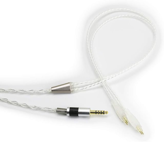 4.4mm Balanced Male 6N OCC Copper Single Crystal Silver Plated Cord 4.4mm Balanced Cable Compatible with Sennheiser HD650, HD600, HD580, HD660S, HD58X, Massdrop HD6XX Headphones