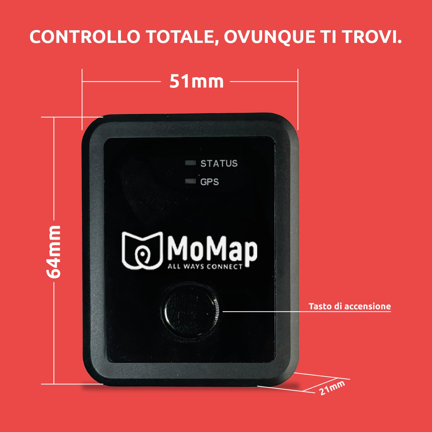 MoMap Box Light – Localizzatore GPS Portatile per Auto e Veicoli | SIM Inclusa con Abbonamento di 1 Anno, App 100% Italiana, Batteria Sostituibile | Facile da Installare (Tracciamento ogni 12 ore)