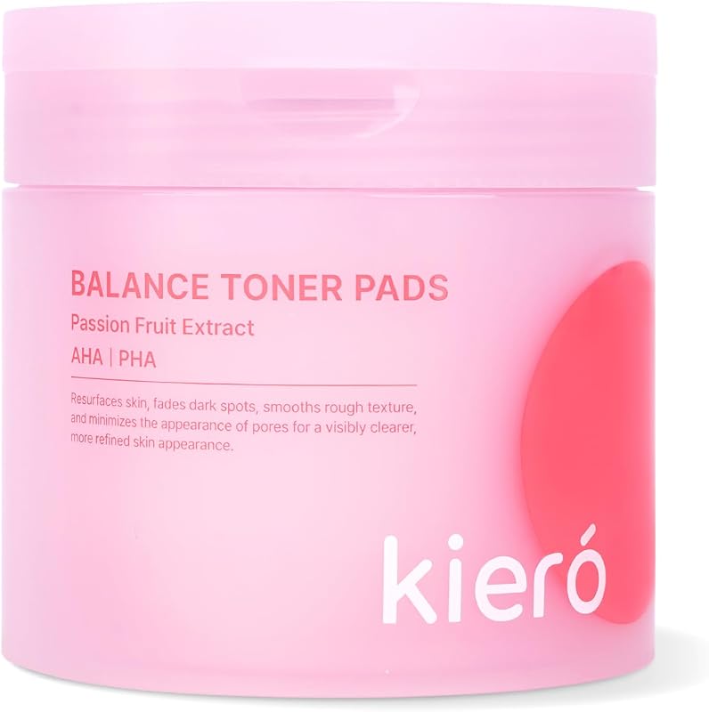 kieró Balance Toner Pads – Discos de algodão para cuidados faciais com AHA, PHA e extrato de maracujá, 60 unidades, 188 mL